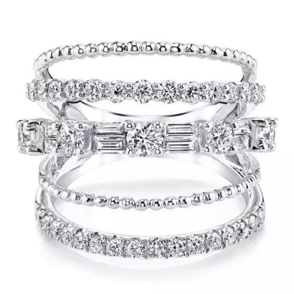 **NEW 925 Sterling Silver Diamond Multi Band Ring - Picture 4 of 6